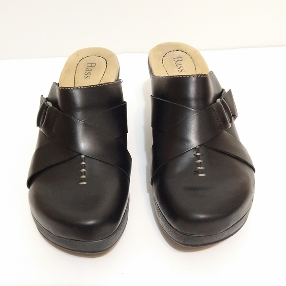 Bass Leather Casey Style Black Mules/Clogs Size 8 - Picture 3 of 9